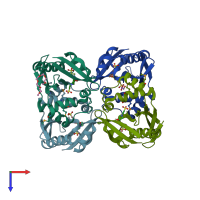 PDB entry 3eo4 coloured by chain, top view.