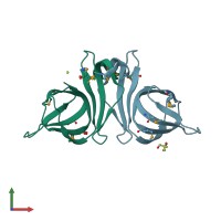 PDB entry 3eo6 coloured by chain, front view.