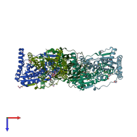 PDB entry 3eo8 coloured by chain, top view.