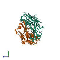 PDB entry 3eo9 coloured by chain, side view.