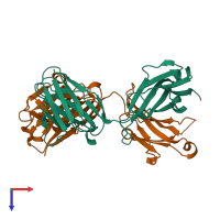 PDB entry 3eo9 coloured by chain, top view.