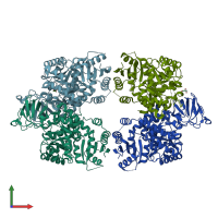 PDB entry 3eoe coloured by chain, front view.