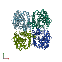 PDB entry 3eom coloured by chain, front view.