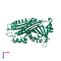 PDB entry 3eox coloured by chain, top view.