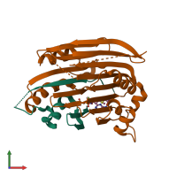 PDB entry 3ep7 coloured by chain, front view.
