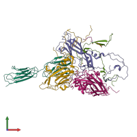 PDB entry 3epd coloured by chain, front view.