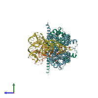PDB entry 3eph coloured by chain, side view.