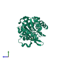 PDB entry 3epr coloured by chain, side view.