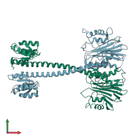 PDB entry 3eq2 coloured by chain, front view.