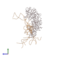 PDB entry 3eq3 coloured by chain, side view.