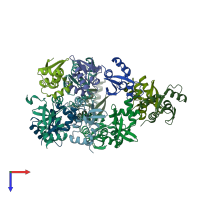 PDB entry 3eq5 coloured by chain, top view.