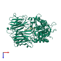 PDB entry 3eq7 coloured by chain, top view.