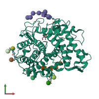 PDB entry 3eqa coloured by chain, front view.