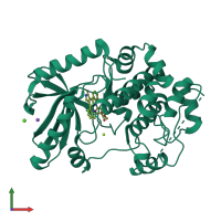 PDB entry 3eqf coloured by chain, front view.