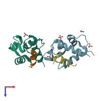 PDB entry 3eqy coloured by chain, top view.