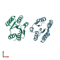 PDB entry 3eqz coloured by chain, front view.