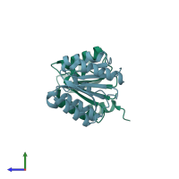 PDB entry 3eqz coloured by chain, side view.
