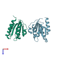 PDB entry 3eqz coloured by chain, top view.