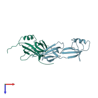 PDB entry 3er0 coloured by chain, top view.