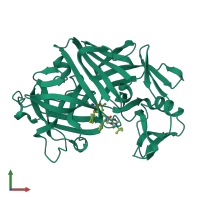 PDB entry 3er3 coloured by chain, front view.