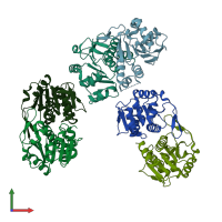PDB entry 3er6 coloured by chain, front view.