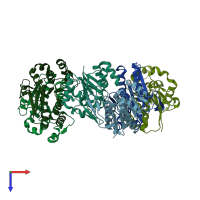 PDB entry 3er6 coloured by chain, top view.