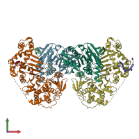 PDB entry 3er8 coloured by chain, front view.