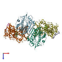 PDB entry 3er8 coloured by chain, top view.