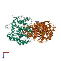 PDB entry 3er9 coloured by chain, top view.