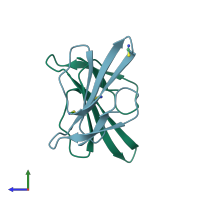 PDB entry 3era coloured by chain, side view.
