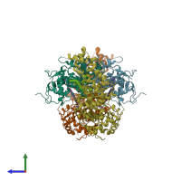 PDB entry 3erc coloured by chain, side view.