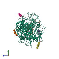 PDB entry 3eri coloured by chain, side view.