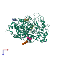 PDB entry 3eri coloured by chain, top view.