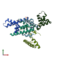 PDB entry 3erm coloured by chain, front view.