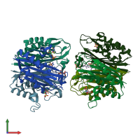 PDB entry 3ern coloured by chain, front view.