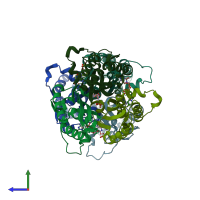 PDB entry 3ern coloured by chain, side view.