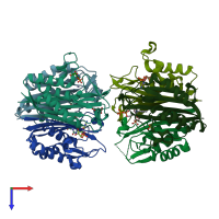 PDB entry 3ern coloured by chain, top view.
