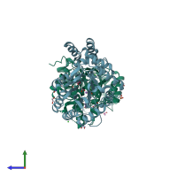 PDB entry 3erp coloured by chain, side view.