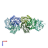 PDB entry 3erw coloured by chain, top view.