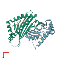 PDB entry 3ery coloured by chain, top view.