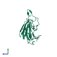 PDB entry 3es1 coloured by chain, side view.