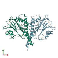 PDB entry 3es2 coloured by chain, front view.