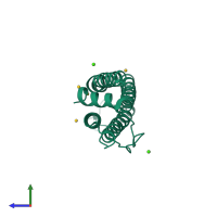 PDB entry 3es3 coloured by chain, side view.