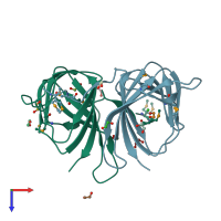 PDB entry 3es4 coloured by chain, top view.