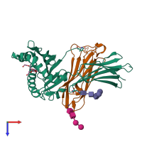 PDB entry 3es6 coloured by chain, top view.