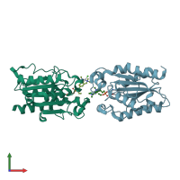 PDB entry 3esa coloured by chain, front view.
