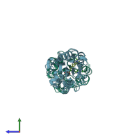 PDB entry 3esa coloured by chain, side view.