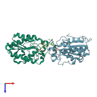 PDB entry 3esa coloured by chain, top view.