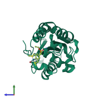 PDB entry 3esd coloured by chain, side view.