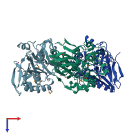 PDB entry 3esh coloured by chain, top view.